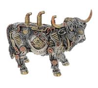 Shudehill Giftware Steampunk Highland Cow Garden Ornament, Mechanical Industrial Style Decorative Statue, Metal and Resin Construction, Outdoor Home Decor