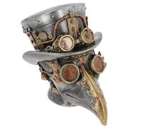 Shudehill Giftware Steampunk Plague Doctor Mask Decorative Figurine, Gothic Victorian Industrial Style Skull Ornament with Gears and Metallic Finish