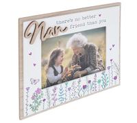 Shudehill Giftware Sweet Meadow Nan Photo Frame - Rustic Floral Design with Sentimental Quote (Height 18cm x Width 22cm x Depth 0.9cm)