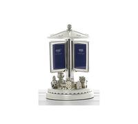 Shudehill Giftware Teddy Roundabout Revolving Silver Musical Nursery Photo Frame Christening/Baby Gift - 26.8x19cm