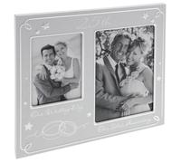 Shudehill Giftware Then & Now Collection Sentimental Photo Frame - Engaged & Wedding Mr & Mrs, Anniversary 25th Silver, 40th Ruby, 50th Gold Gift Ideas With Meaningful Message (25th Silver)