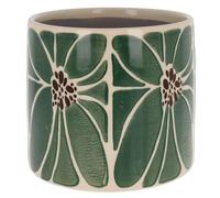 Shudehill Giftware Tropic Petal Leaf Floral Garden Design Planter Pot - Blue or Green With Neutral Background (Petal, Green)