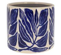 Shudehill Giftware Tropic Petal Leaf Floral Garden Design Planter Pot - Blue or Green With Neutral Background (Leaf, Blue)