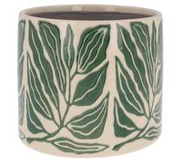 Shudehill Giftware Tropic Petal Leaf Floral Garden Design Planter Pot - Blue or Green With Neutral Background (Leaf, Green)