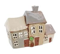Shudehill Giftware Village Pottery 3 Garden Houses Tealight Holder - Grey