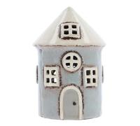 Shudehill Giftware Village Pottery Ceramic Round Heart House Mini Tealight - Grey