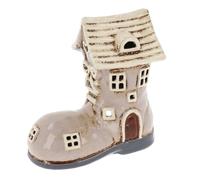 Shudehill Giftware Village Pottery Ceramic Small Boot House Tealight Holder - Beige