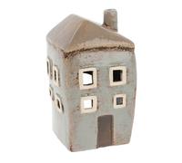 Shudehill Giftware Village Pottery Ceramic Tall House Mini Tealight - Grey