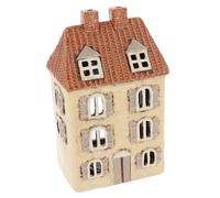 Shudehill Giftware Village Pottery Ceramic Tealight Holder Brick Houses Grey Neutral Collection - Tiled Chateau, Lilac, or Dormer House (Tiled Chateau)