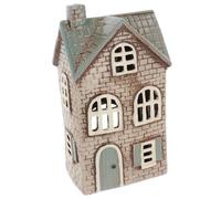 Shudehill Giftware Village Pottery Ceramic Tealight Holder Brick Houses Grey Neutral Collection - Tiled Chateau, Lilac, or Dormer House (Brick Grey)