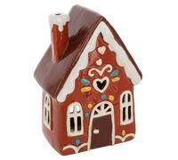 Shudehill Giftware Village Pottery Ceramic Tealight Holder Gingerbread House Collection - Candy Cane, Icing, Swirls and Tall House Designs (Tall House)