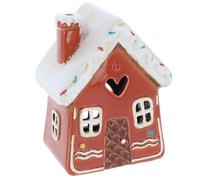 Shudehill Giftware Village Pottery Ceramic Tealight Holder Gingerbread House Collection - Candy Cane, Icing, Swirls and Tall House Designs (Swirls House)