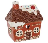 Shudehill Giftware Village Pottery Ceramic Tealight Holder Gingerbread House Collection - Candy Cane, Icing, Swirls and Tall House Designs (Icing House)