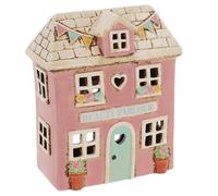 Shudehill Giftware Village Pottery Ceramic Tealight Holder, Hand Finished, Assorted Designs, The Village Collection (Beauty Parlour)