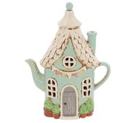 Shudehill Giftware Village Pottery Ceramic Tealight Holder, Hand Finished, Assorted Designs, The Village Collection (Round House Teapot)