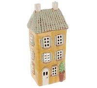 Shudehill Giftware Village Pottery Ceramic Tealight Holder Pretty Garden Floral House Collection - Grey, Blue, Yellow, Cream (Shutter Yellow)