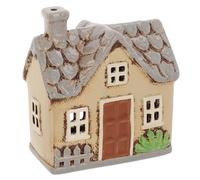 Shudehill Giftware Village Pottery Ceramic Tealight Holder Pretty Garden Floral House Pastel Collection (House Grey)