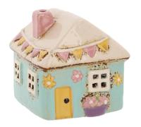 Shudehill Giftware Village Pottery Ceramic Tealight Holder Pretty Garden Floral House Pastel Collection (Mini Aqua)