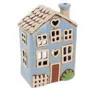 Shudehill Giftware Village Pottery Ceramic Tealight Holder Pretty Garden Floral House Pastel Collection (Heart Blue)
