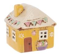 Shudehill Giftware Village Pottery Ceramic Tealight Holder Pretty Garden Floral House Pastel Collection (Mini Yellow)