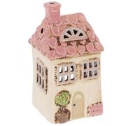 Shudehill Giftware Village Pottery Ceramic Tealight Holder Pretty Garden Floral House Pastel Collection (Small Cream)