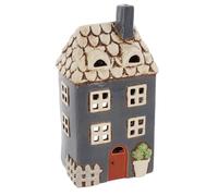 Shudehill Giftware Village Pottery Ceramic Tealight Holder Pretty Garden Floral House Pastel Collection (Dark Grey House)