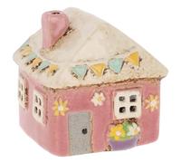 Shudehill Giftware Village Pottery Ceramic Tealight Holder Pretty Garden Floral House Pastel Collection (Mini Pink)