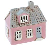 Shudehill Giftware Village Pottery Ceramic Tealight Holder Tile and Brick Pastel House Collection (Pink)
