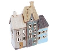 Shudehill Giftware Village Pottery Ceramic Tealight Holder Tile and Brick Pastel House Collection (Three House)