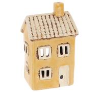 Shudehill Giftware Village Pottery Ceramic Tealight Holder Tile and Brick Pastel House Collection (Yellow)