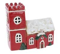 Shudehill Giftware Village Pottery Christmas Norman Church Tealight Holder - Xmas Decoration