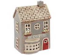 Shudehill Giftware Village Pottery Corner Shop Ceramic Tealight Holder, Hand Finished, Miniature Village Figurine