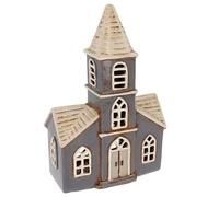 Shudehill Giftware Village Pottery Double Fronted Church Tealight Holder Ceramic 26cm x 16.5cm x 8cm 345210