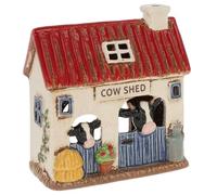 Shudehill Giftware Village Pottery Farm & Countryside Collection Ceramic Tealight Holder, Assorted Designs, Hand Finished (Cowshed Tealight)