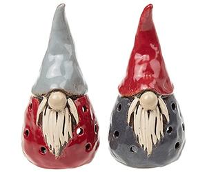 Shudehill Giftware Village Pottery Gonk Tealight Holder Small Grey/Red 320051