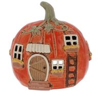 Shudehill Giftware Village Pottery Halloween Tealight Holders (Autumn Pumpkin House)