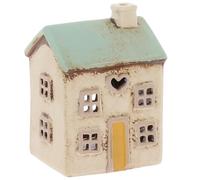 Shudehill Giftware Village Pottery Heart House Tealight Holder, Ceramic, Cottage Style Decoration, Mini Heart House, Cream