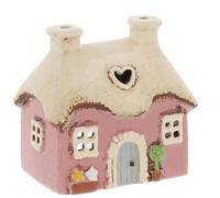 Shudehill Giftware Village Pottery Heart House Tealight Holder, Ceramic, Cottage Style Decoration (Mini Heart Cottage Pink)