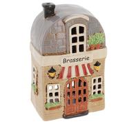 Shudehill Giftware Village Pottery Home Collection Ceramic Tealight Holder, Hand-Painted Townhouse (Awning House Brasserie Tealight)