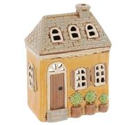 Shudehill Giftware Village Pottery Home Collection Ceramic Tealight Holder, Hand-Painted Townhouse (Yellow Shutter House Tealight)