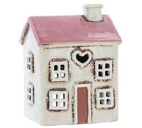 Shudehill Giftware Village Pottery Mini Cream/Pink House With Heart Tealight Holder 331032