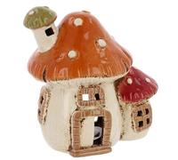 Shudehill Giftware Village Pottery Mushroom Red and White Houses Tealight Holder - Double and Triple. (Double)