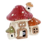 Shudehill Giftware Village Pottery Mushroom Red and White Houses Tealight Holder - Double and Triple. (Triple)
