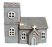 Shudehill Giftware Village Pottery Norman Church Grey Tealight Holder
