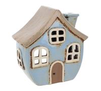 Shudehill Giftware Village Pottery Quirky House Tealight Holder - Pale Blue & Tall Blue (Pale Blue)