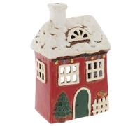 Shudehill Giftware Village Pottery Robin House Christmas Tealight Holder, Ceramic, Festive Decoration