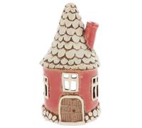 Shudehill Giftware Village Pottery Round Heart House Tealight Holder - Blue, Pink, Grey & Teal (Dark Pink)