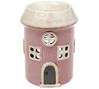Shudehill Giftware Village Pottery Round Pink House Ceramic Tealight Holder and Warmer Wax Melts and Oil