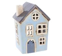 Shudehill Giftware Village Pottery Round Window Blue House Tealight Holder