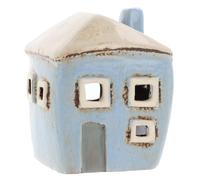 Shudehill Giftware Village Pottery Square House Pale Blue Mini Tealight Holder (Height: 8.5 x Width: 7 x Depth: 6.5 in cm)